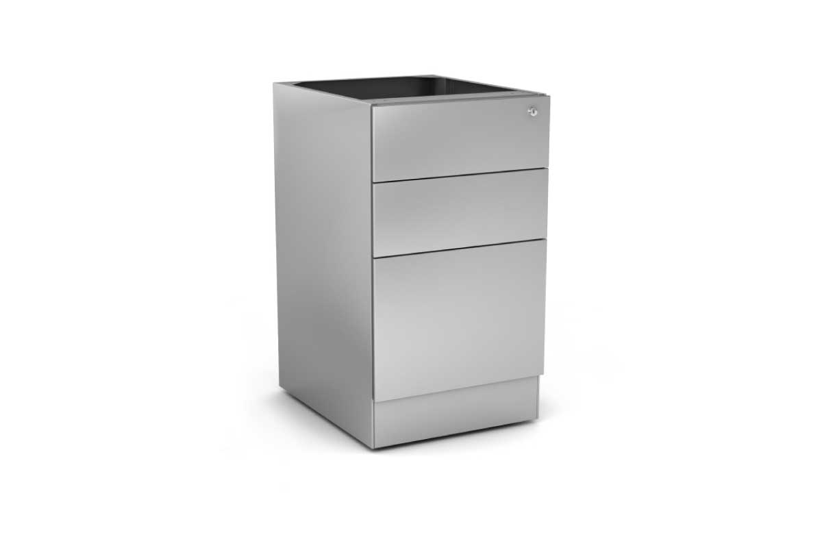 Encase-2 metal pedestal with 2 drawers and 1 filing