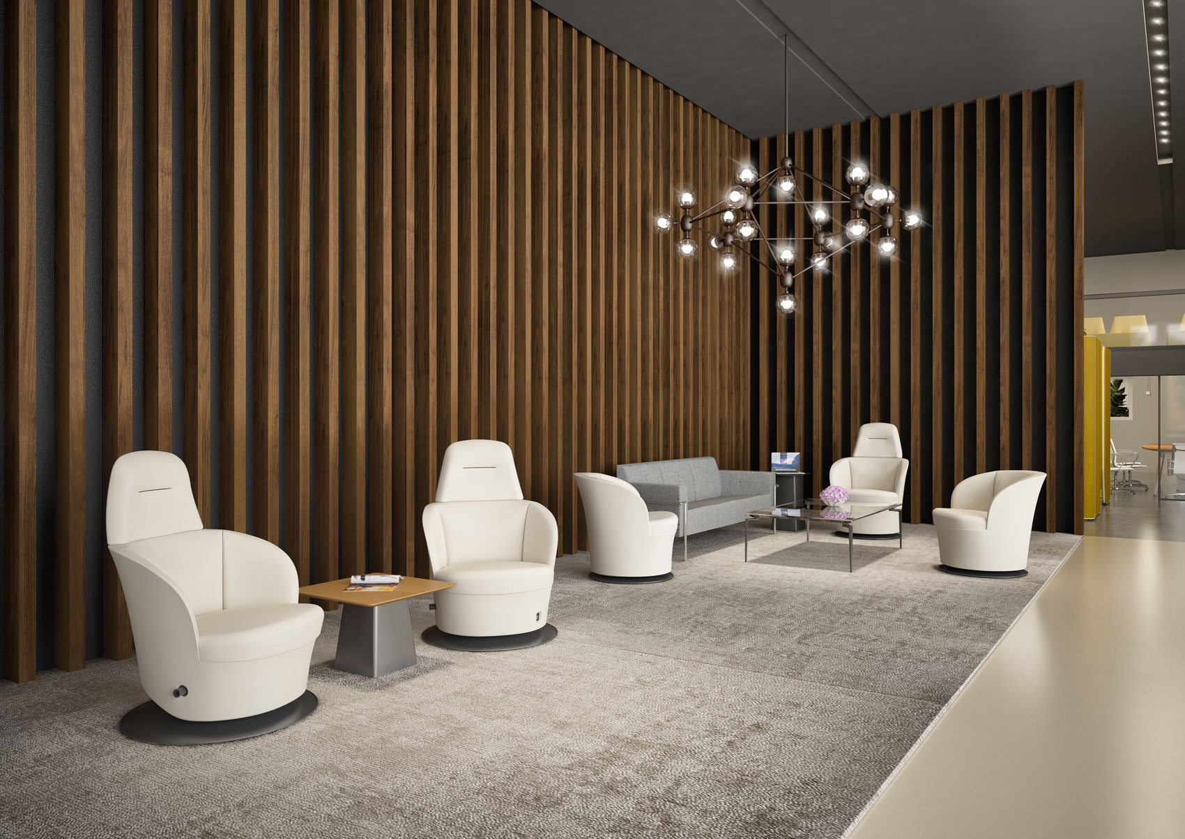 Swell Tilt armchair and Standard version in a luxurious lobby area