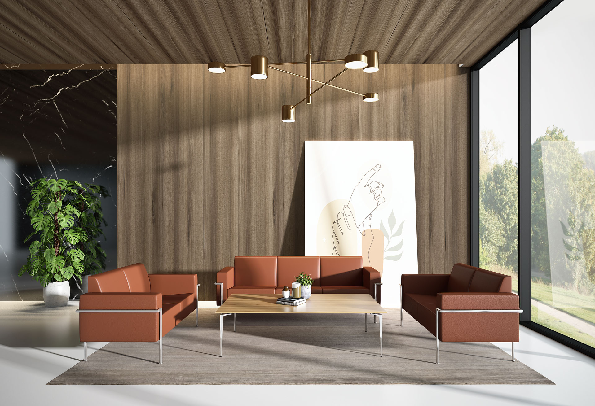 Virtu lowback sofa in brown leather