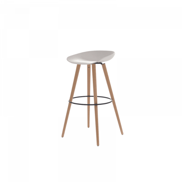 white bira stool in wooden leg
