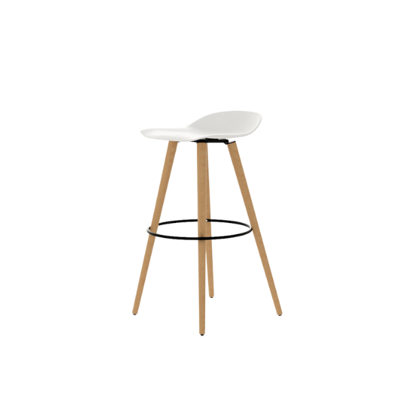 white bira stool in wooden leg