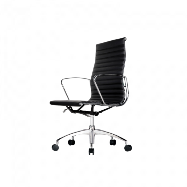 como office chair in black leather and chrome base