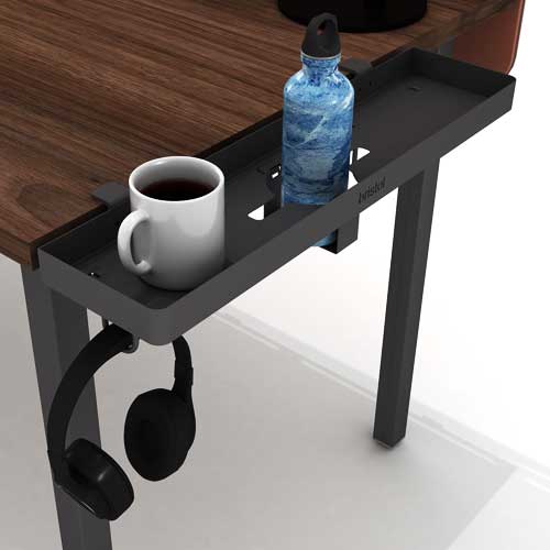 metal tray that can use to place your cup, bottle, headphone and other accessories.