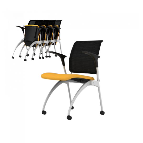kleiberflexair training chair in yellow fabric seat and black mesh backrest