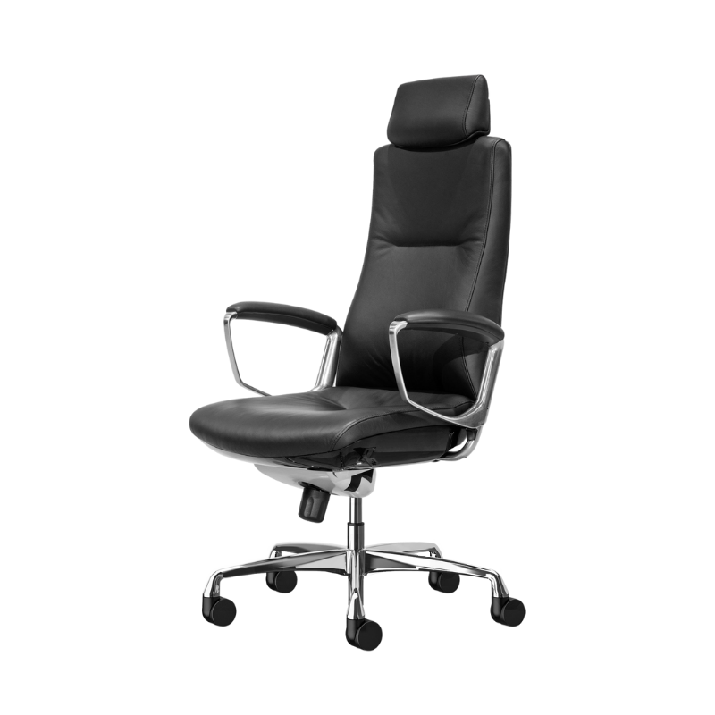 liven office chair in full leather and chrome finish