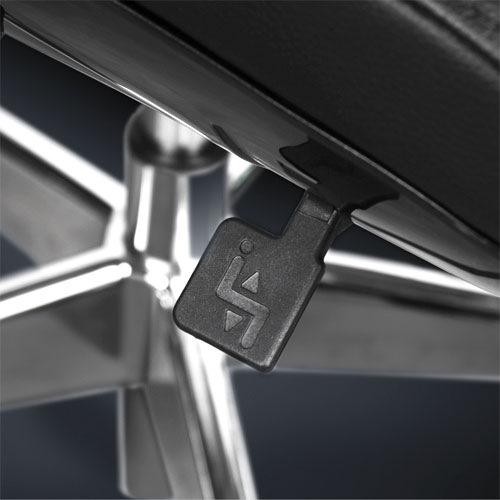 closeup of the liven office chair seat height lever