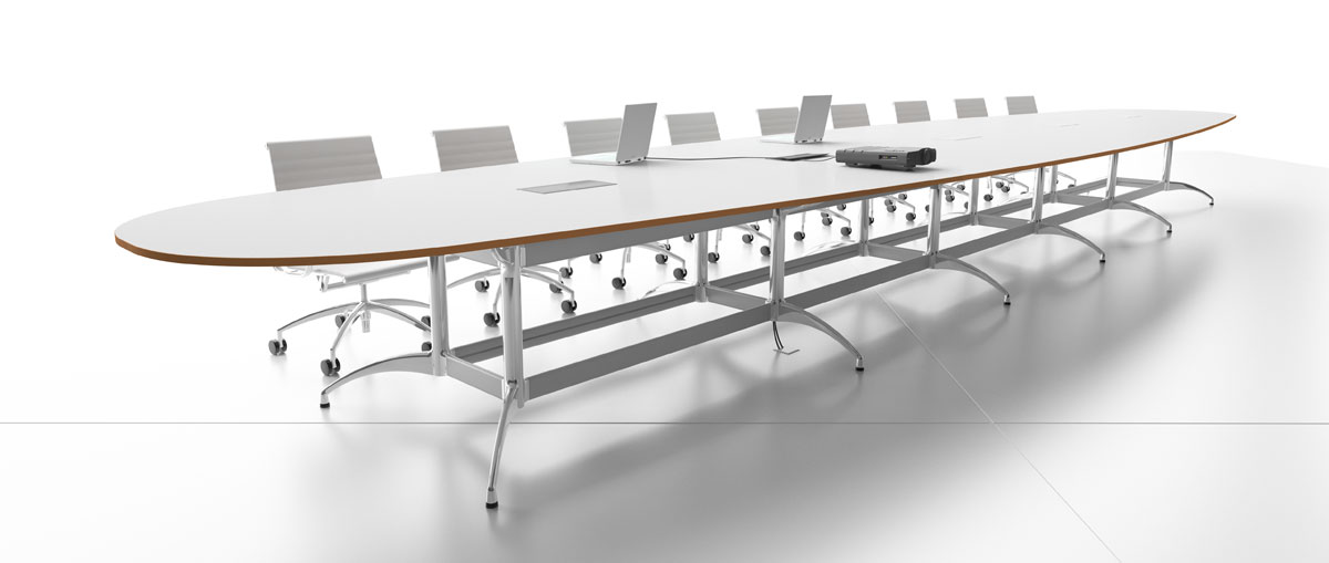 Fadz oval shape meeting table with como rib office chairs