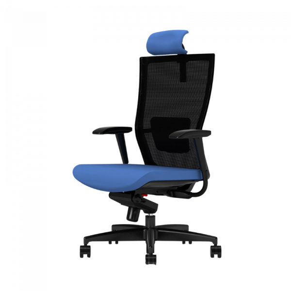 Saya office chair in blue seat and black mesh backrest