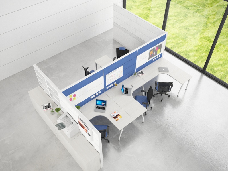 Top view of Comcon R2.4 partition with Artiv table system