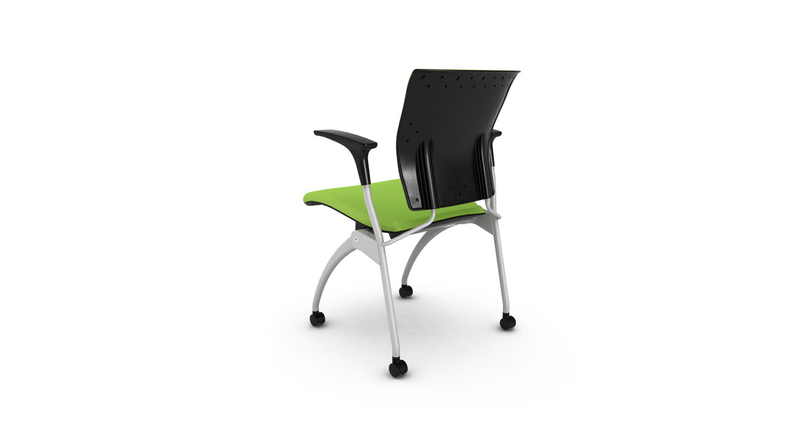 Back view of kleiber flex chair in green fabric