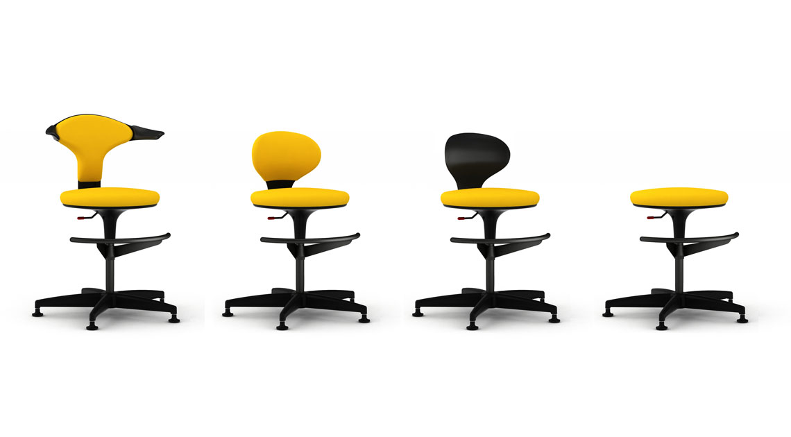ginko high stools in different backrest models