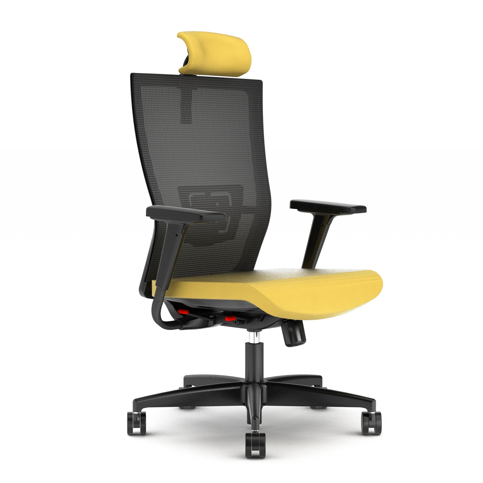 yellow saya highback office chair with black mesh backrest