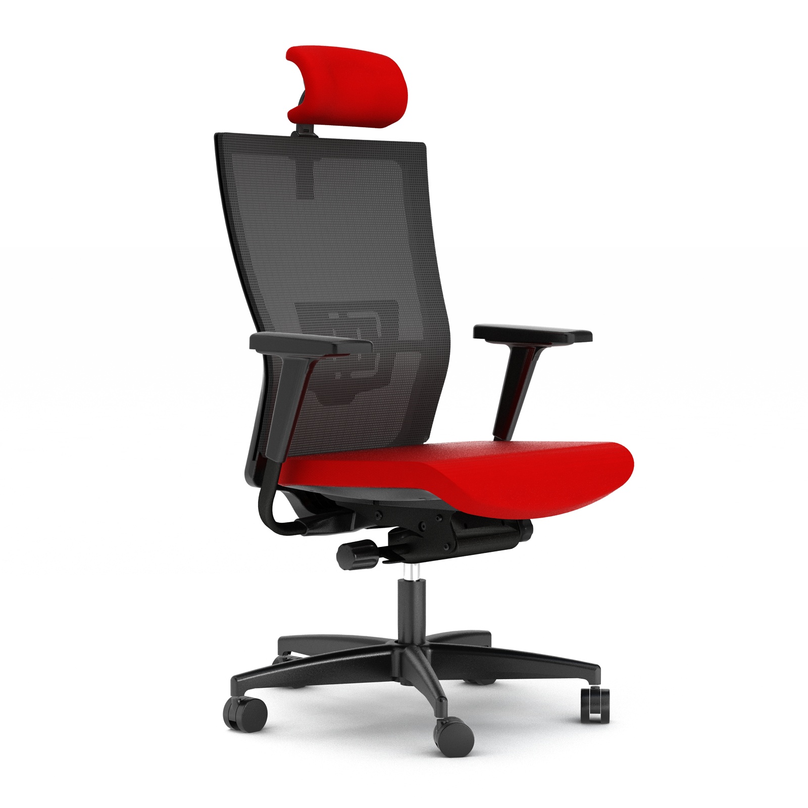 red saya highback office chair with black mesh backrest