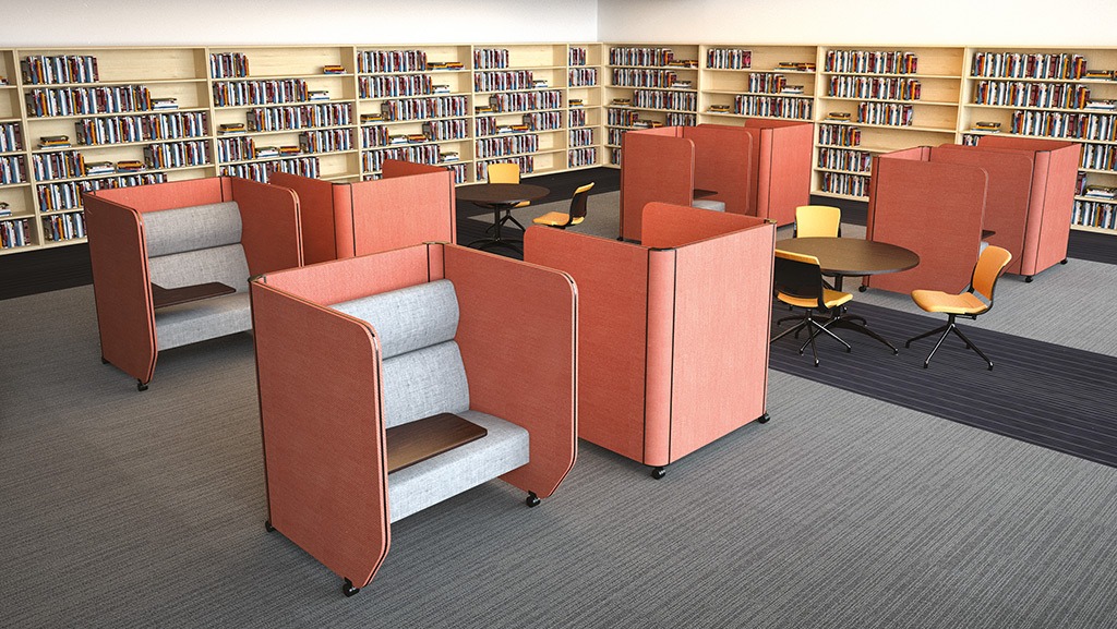Decibel Mobile Seat Pods in a library