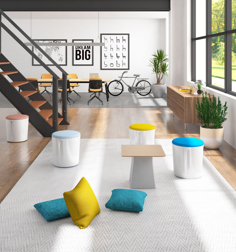 wobi stools with mixo coffee table in a design studio