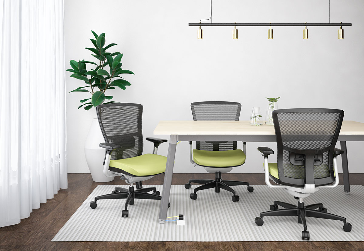 Soul office chairs with Artiv meeting table in Power Leg option