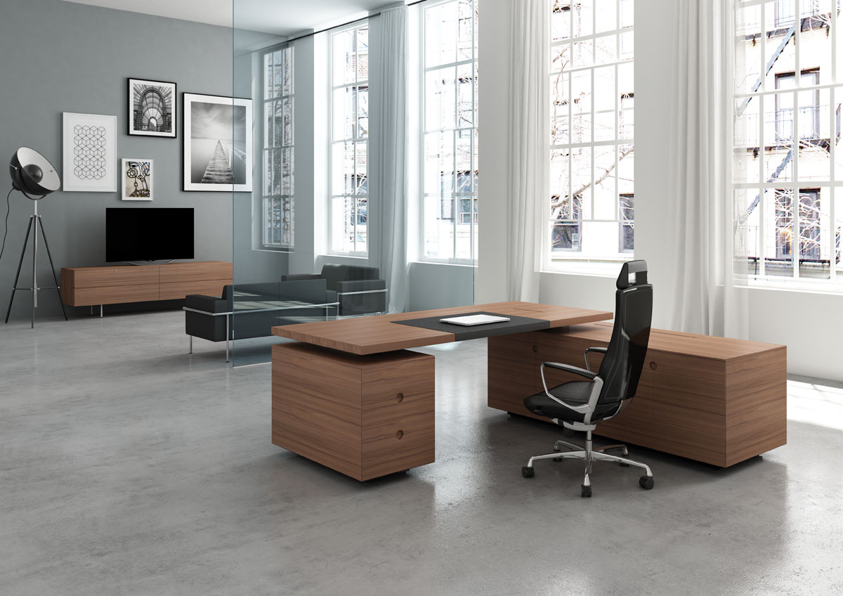kanye table and liven chair with Virtu lounge set in a big office room