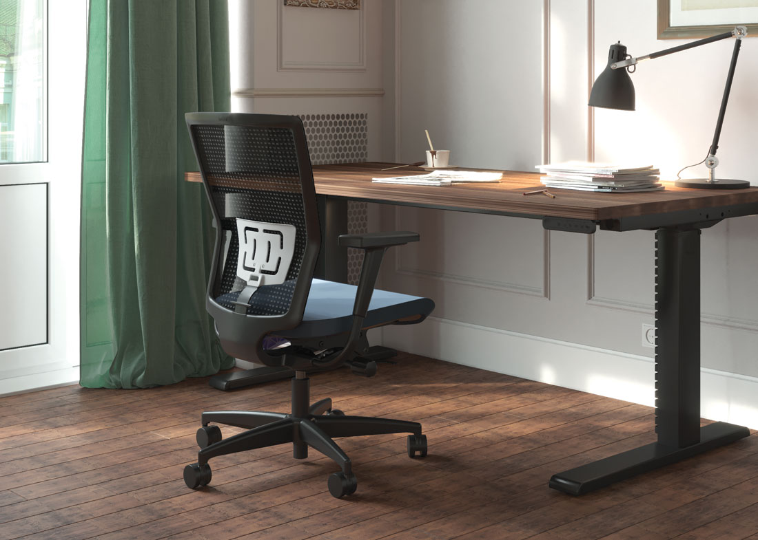 presav2 office chair with vertigo2 height adjustable table for home office