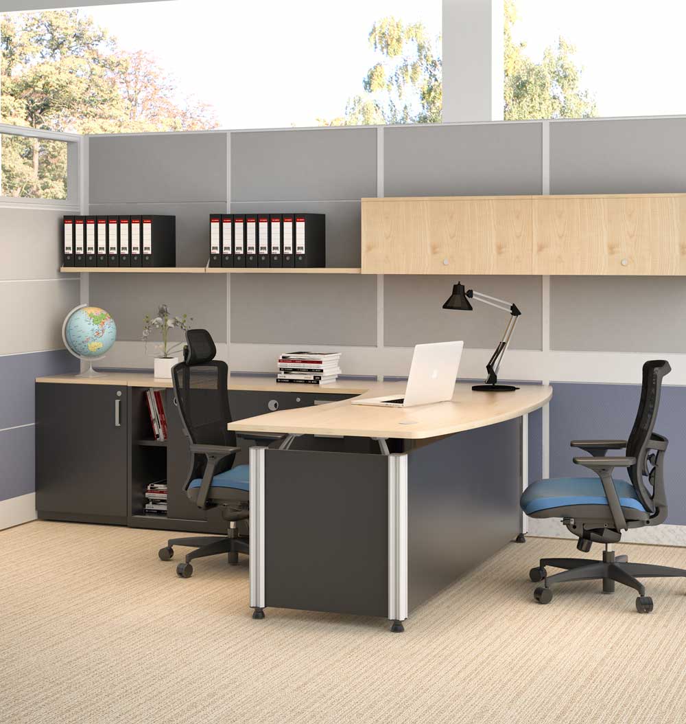 sunflower manager table in a comcon r24 partition cubicle
