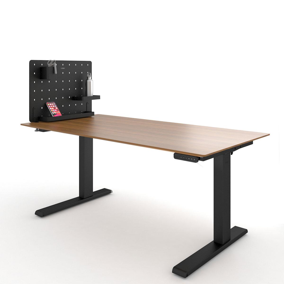 metal desktop organizer with vertigo 2.0 height adjustable table.