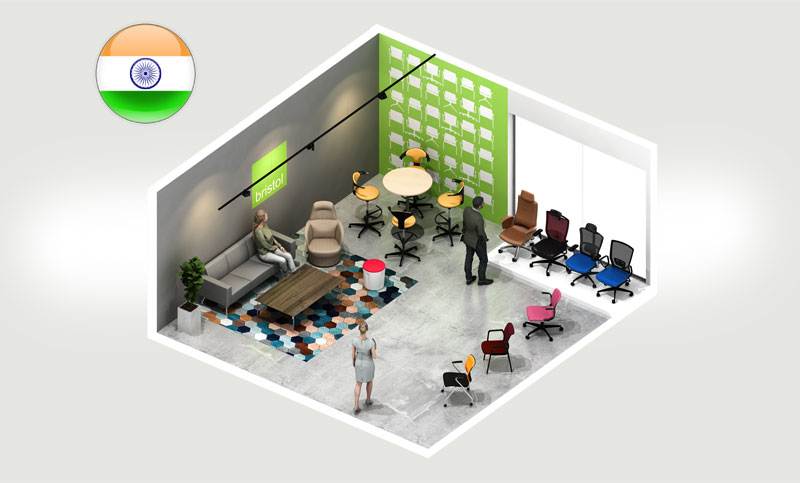 3d illustration of bristol furniture showroom in india