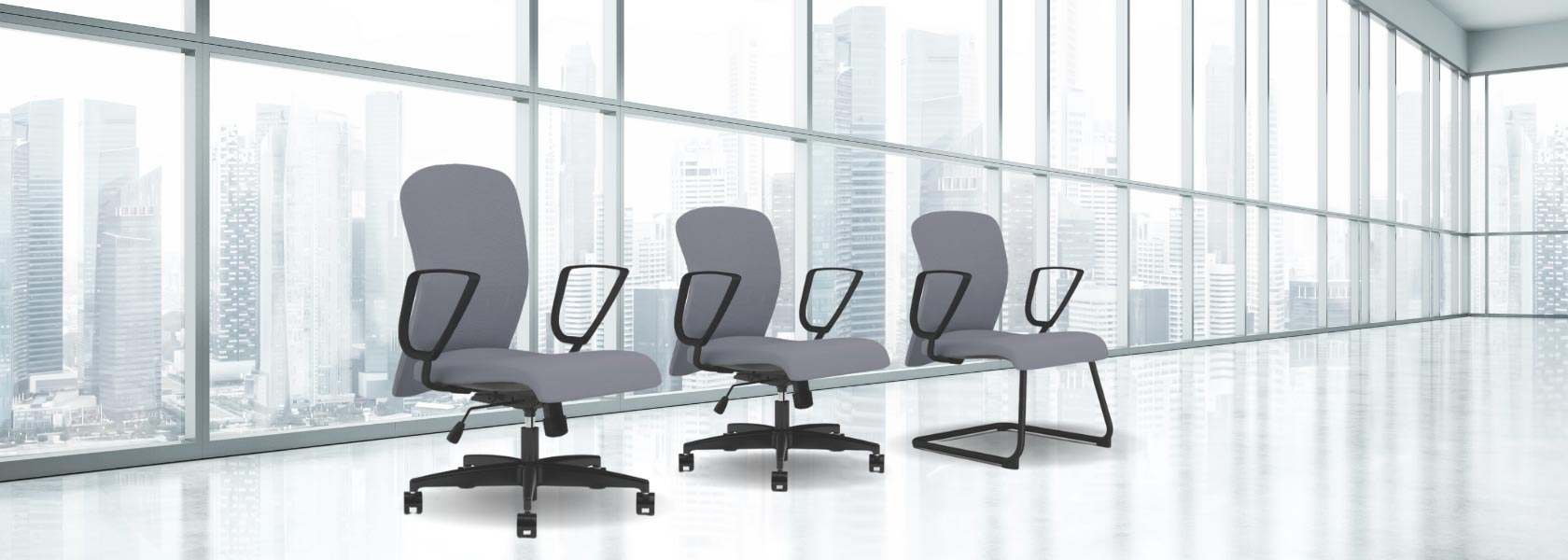 Taz chairs in grey fabrics on an office floor