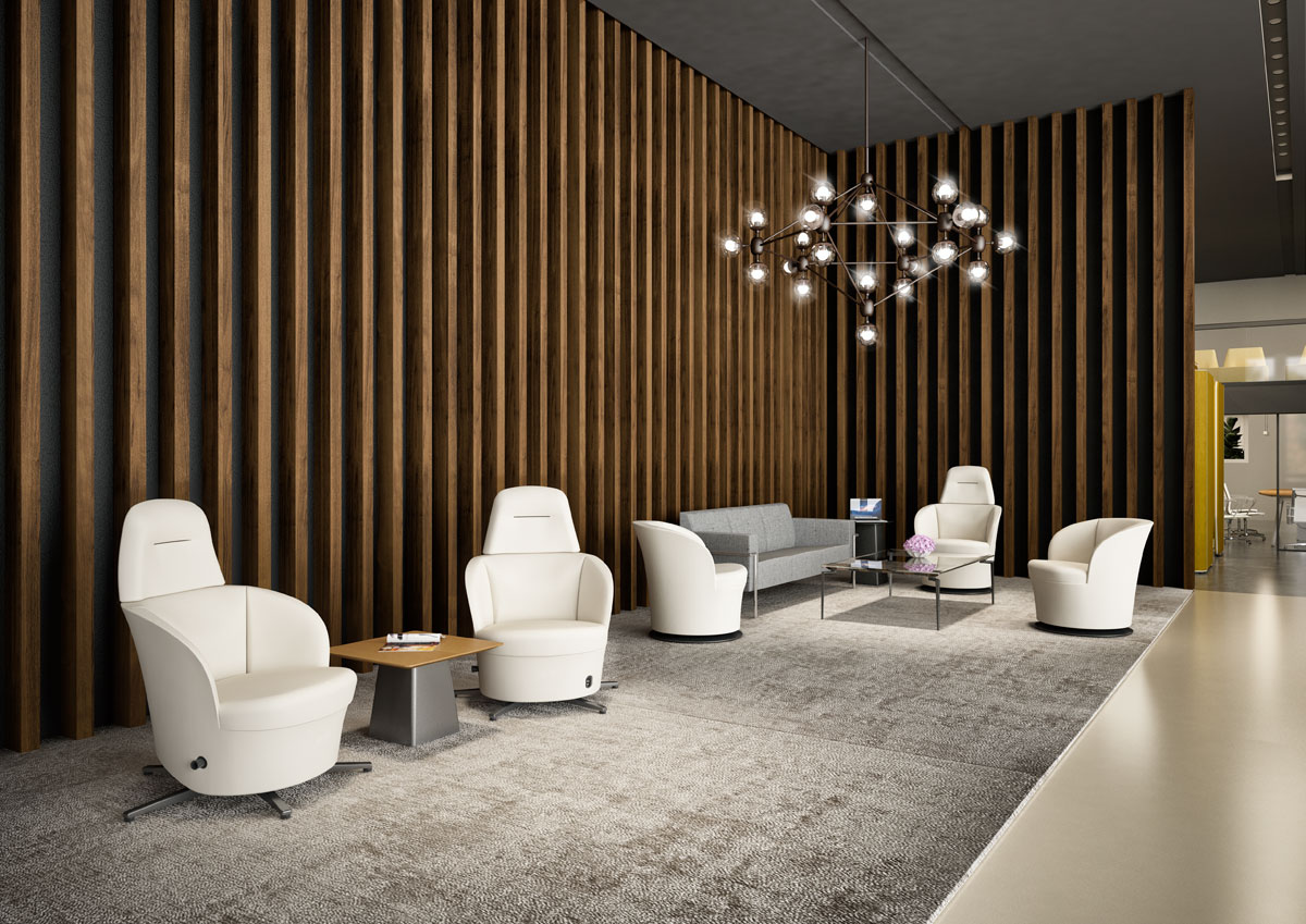 Swell Tilt armchair and Standard version in a luxurious lobby area
