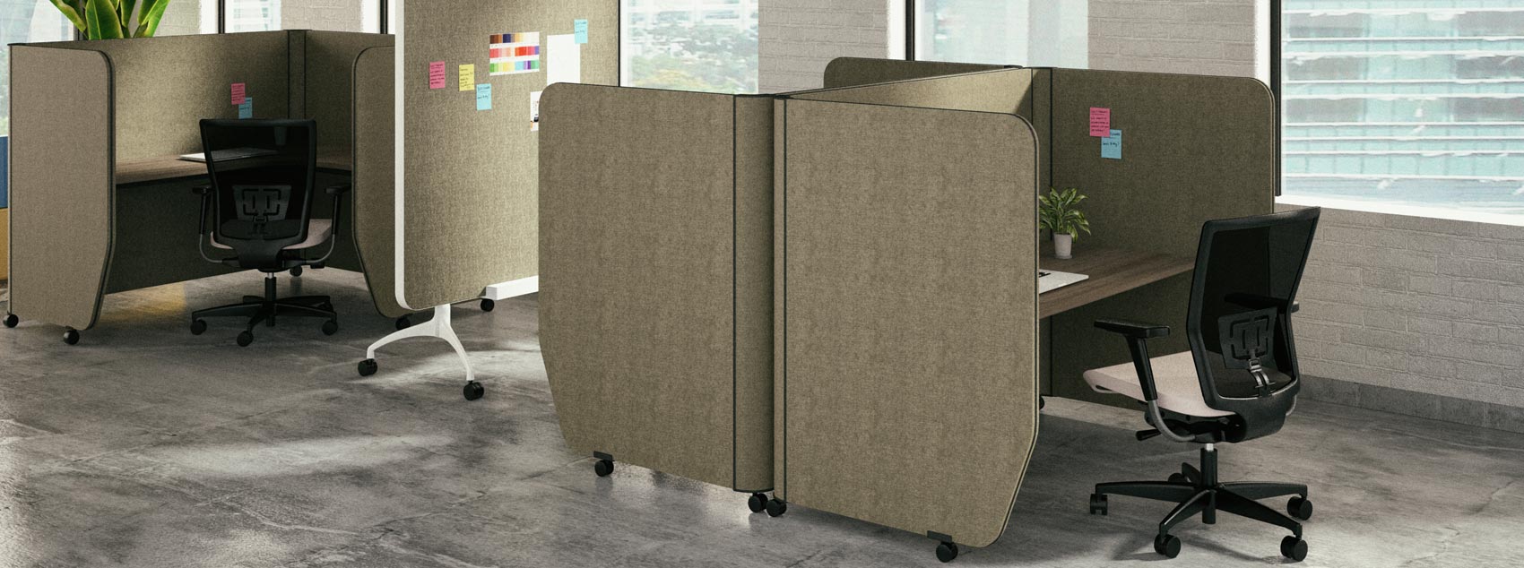 decible mobile workpod in green moss fabric