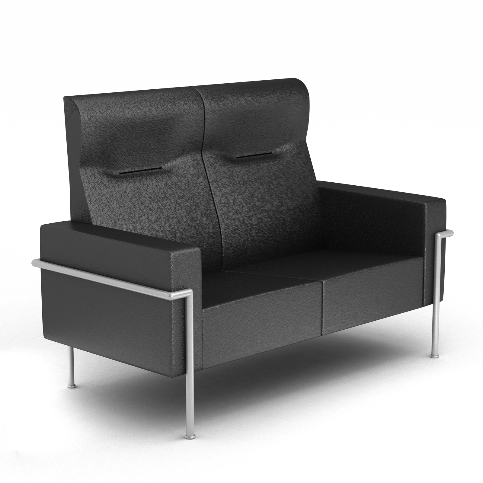 virtu highback 2 seater sofa in black leather