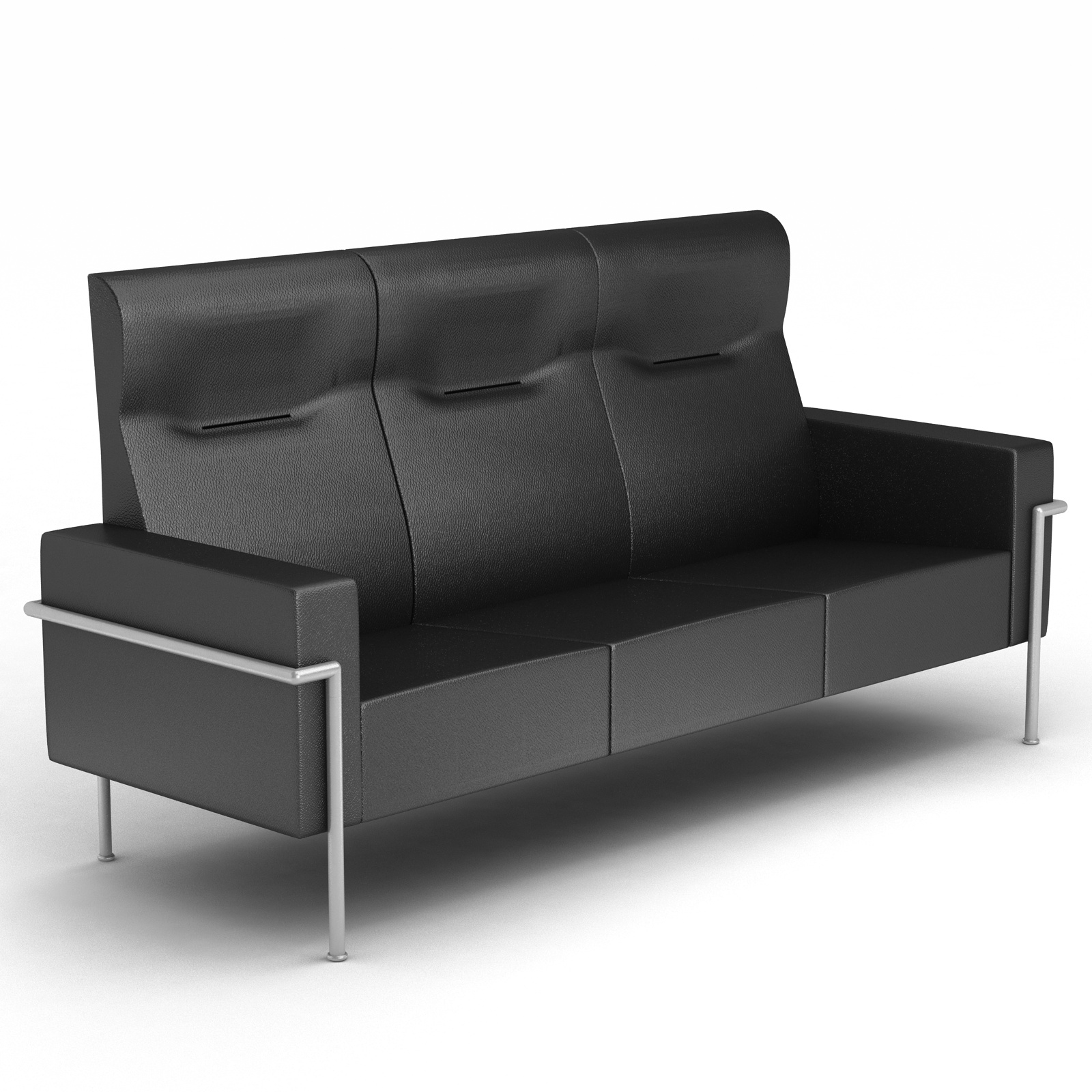 virtu highback 3 seater sofa in black leather