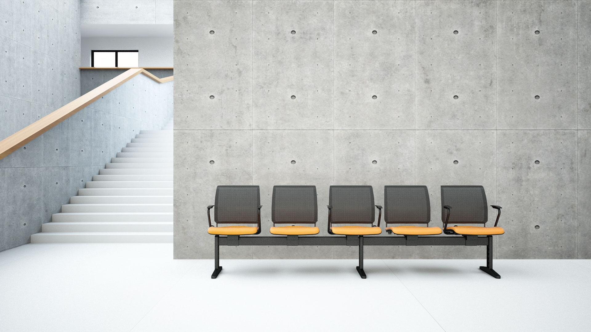 kleiber air 5 seater bench at a corridor of an industrial complex